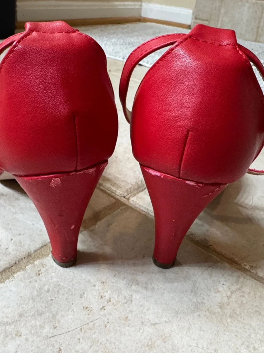 Chase + Chloe Red T-Strap Cutout Heels